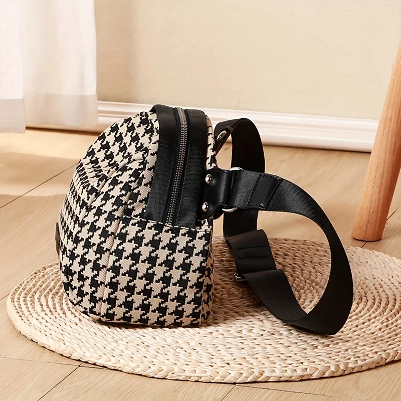 Women Bags Zip - Sac en toile pied-de-poule polyvalent pour